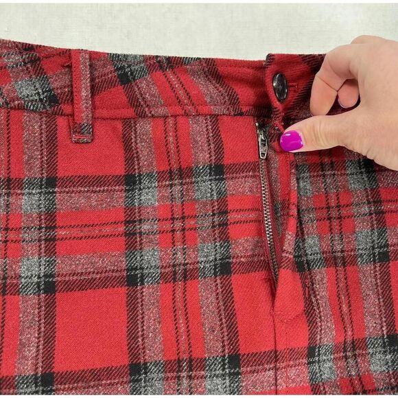 Vintage Eddie Bauer Women’s Y2K 100% Wool Skirt Size 4 Red Plaid Lined Mini - Picture 5 of 9